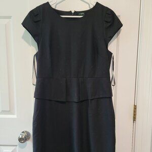 J. Crew black peplum wool dress ruffle Womens 14 brand new NWT cap sleeves sheat
